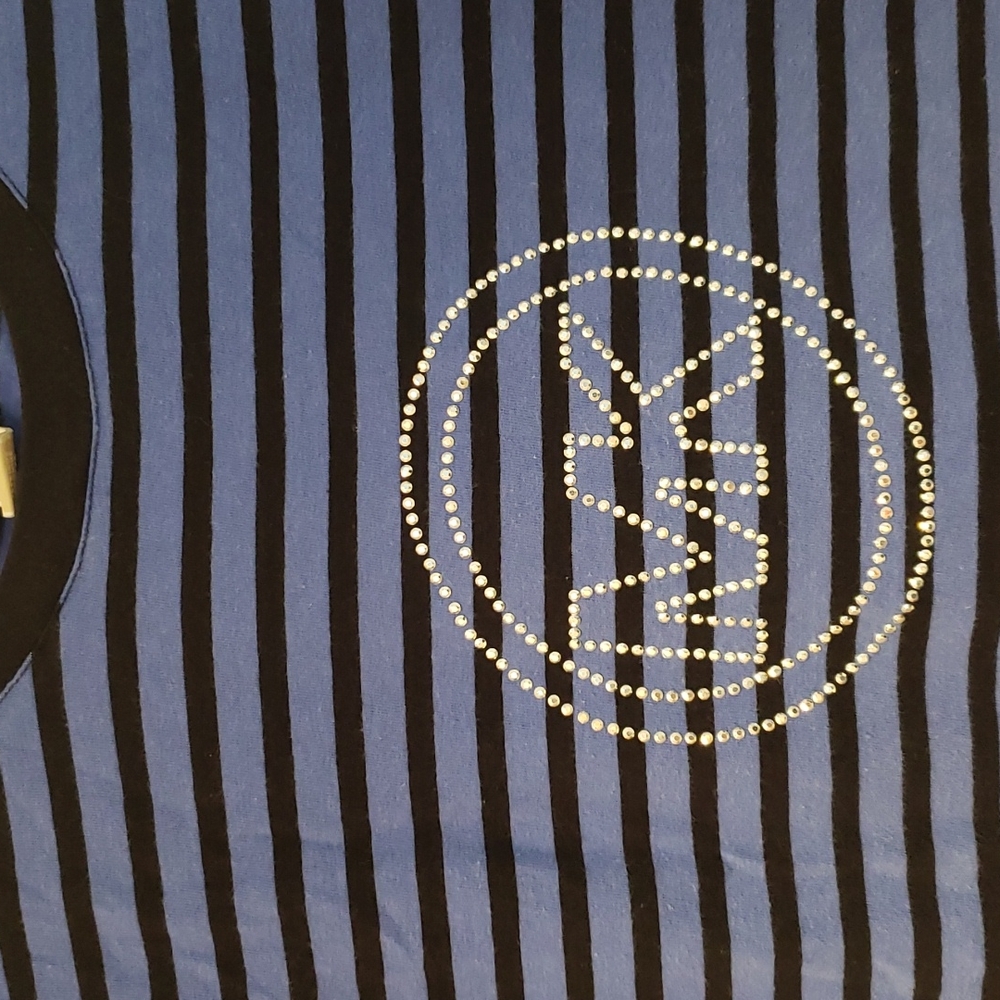Women's Michael Kors beeded short sleeve tee blue and black size medium